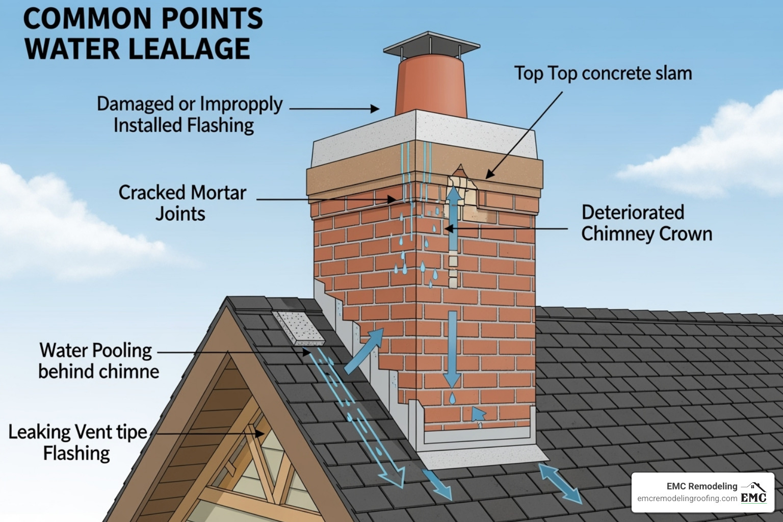 roof leaking around chimney